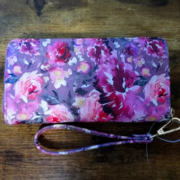 **Sold on Mercari** Betsey Johnson Purple Floral Long Checkbook Wallet - Picture 3 of 8